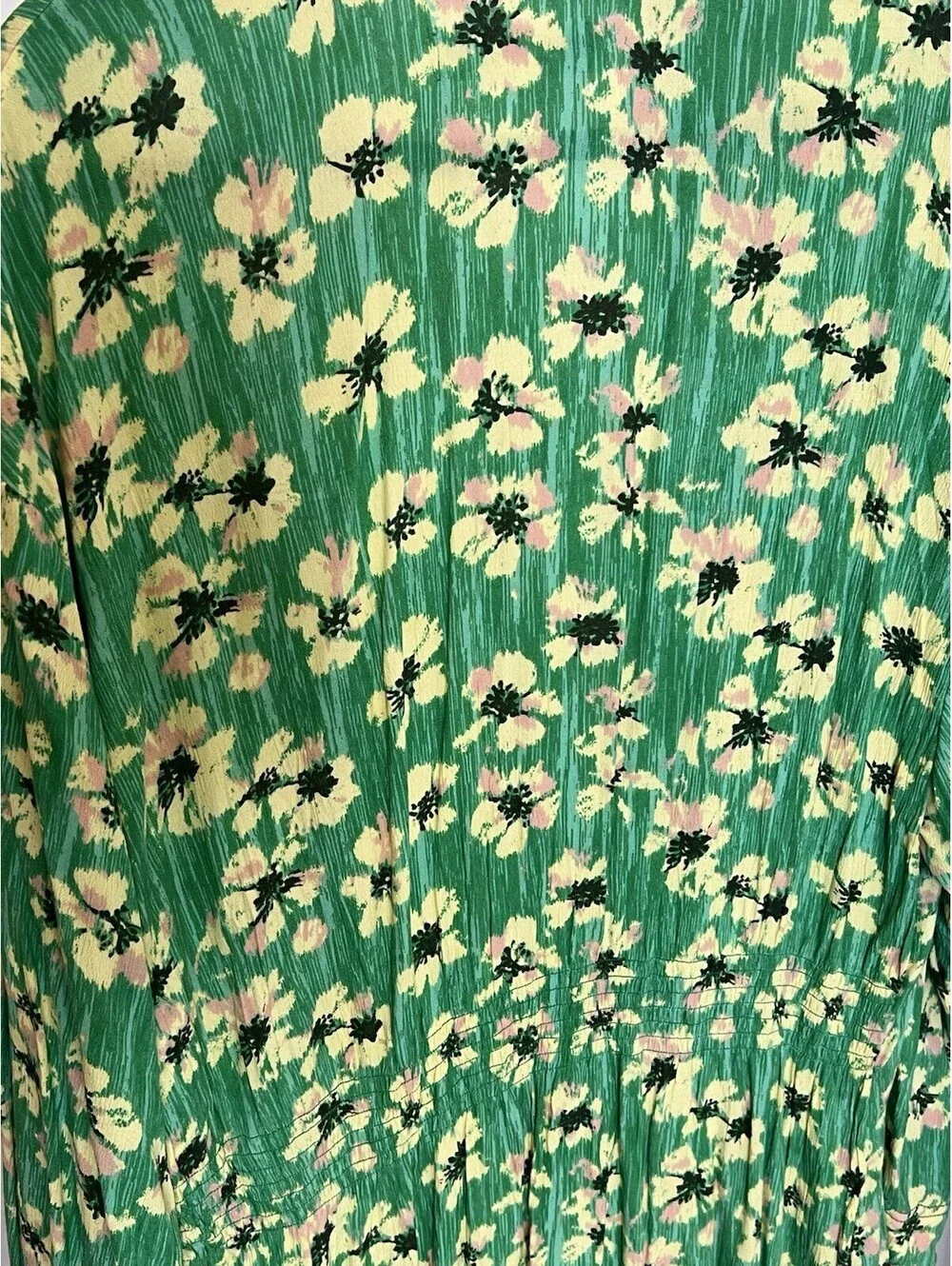 Free People Wild Nights Duster Jacket Kimono Green Floral Rayon Sz L NWOT $178